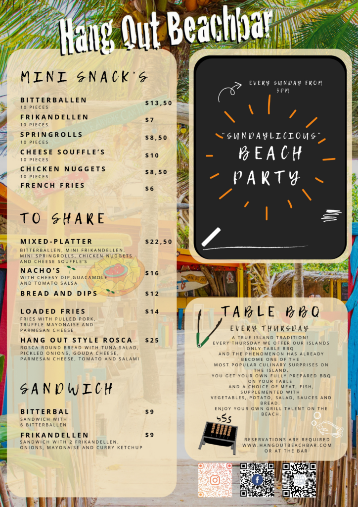 hang out beachbar food menu 2